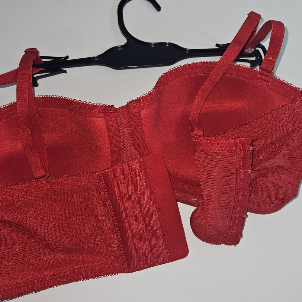 Tommy Hilfiger Red Women's Bra 34B Push Up Logo Mesh 5 Hoock Adjustable Sraps - Picture 10 of 15